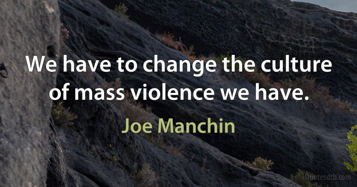 We have to change the culture of mass violence we have. (Joe Manchin)