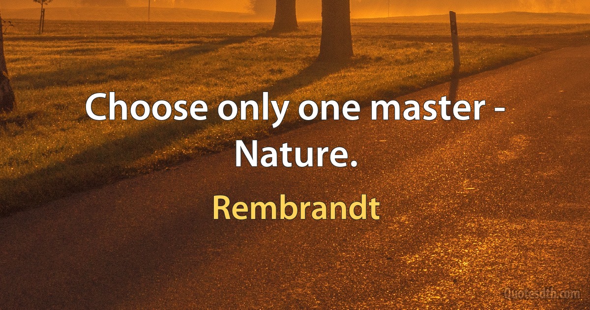 Choose only one master - Nature. (Rembrandt)