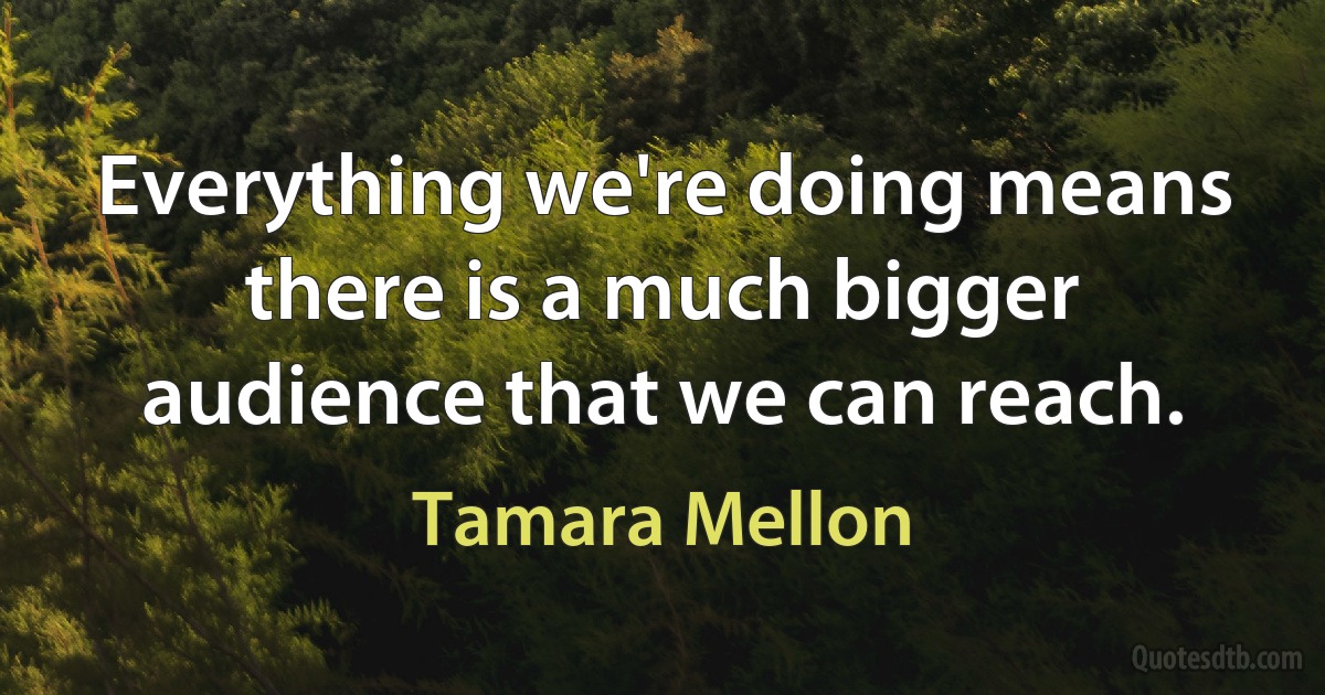 Everything we're doing means there is a much bigger audience that we can reach. (Tamara Mellon)