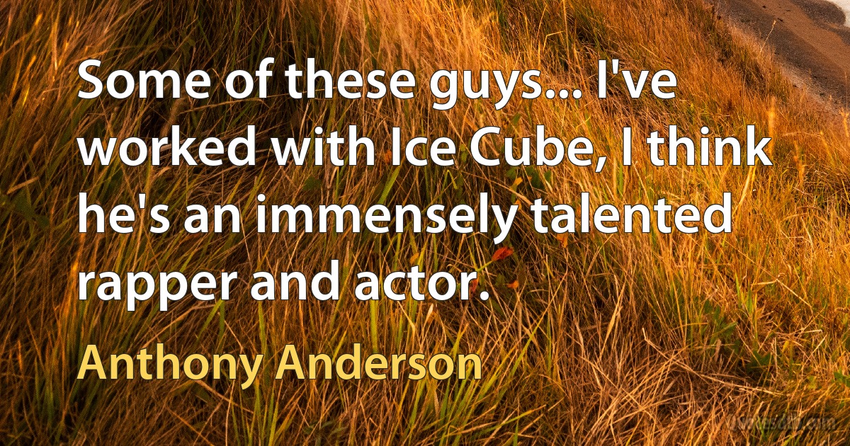 Some of these guys... I've worked with Ice Cube, I think he's an immensely talented rapper and actor. (Anthony Anderson)