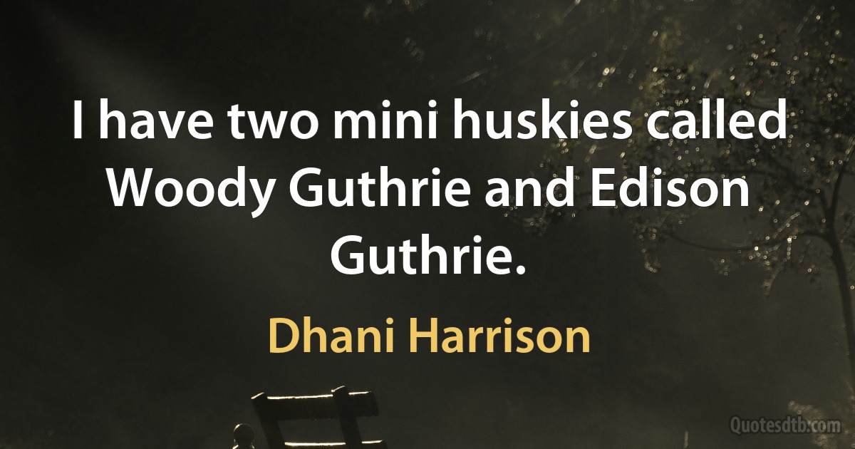 I have two mini huskies called Woody Guthrie and Edison Guthrie. (Dhani Harrison)