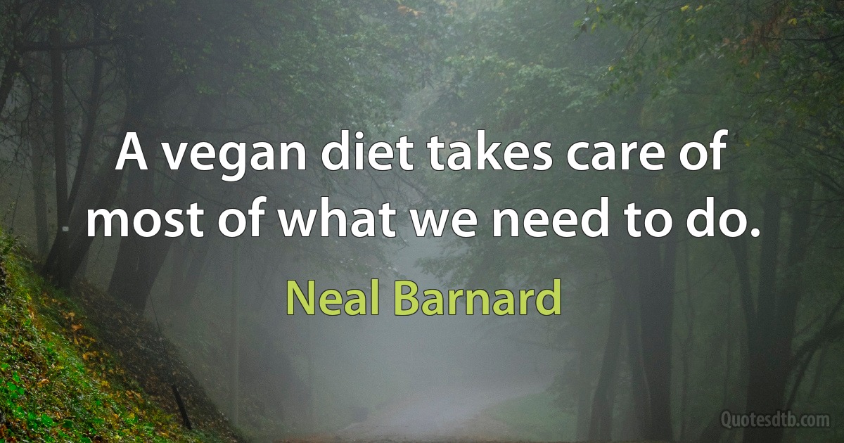 A vegan diet takes care of most of what we need to do. (Neal Barnard)