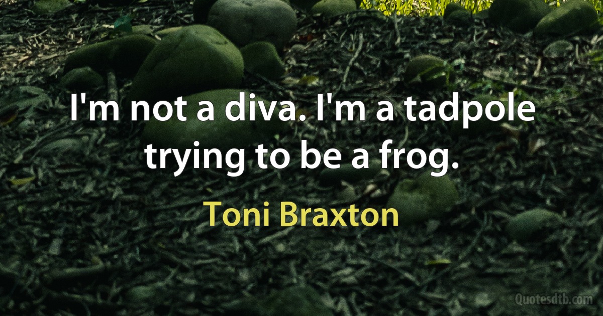 I'm not a diva. I'm a tadpole trying to be a frog. (Toni Braxton)