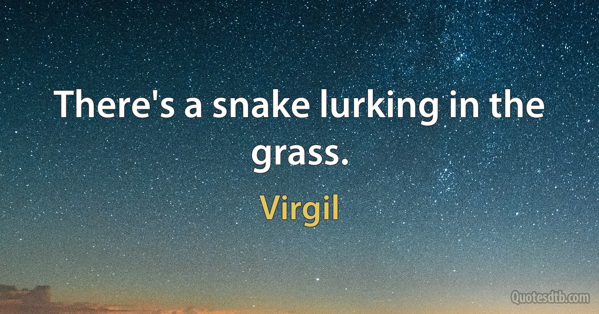 There's a snake lurking in the grass. (Virgil)