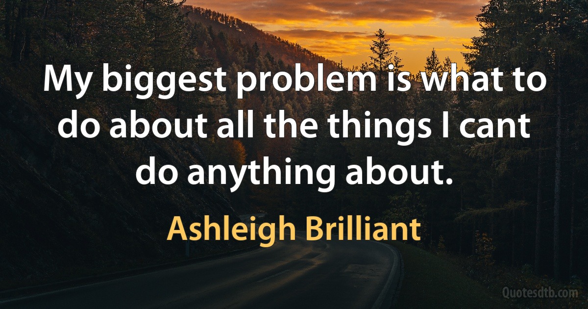 My biggest problem is what to do about all the things I cant do anything about. (Ashleigh Brilliant)