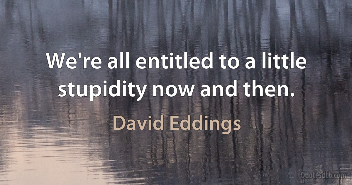 We're all entitled to a little stupidity now and then. (David Eddings)