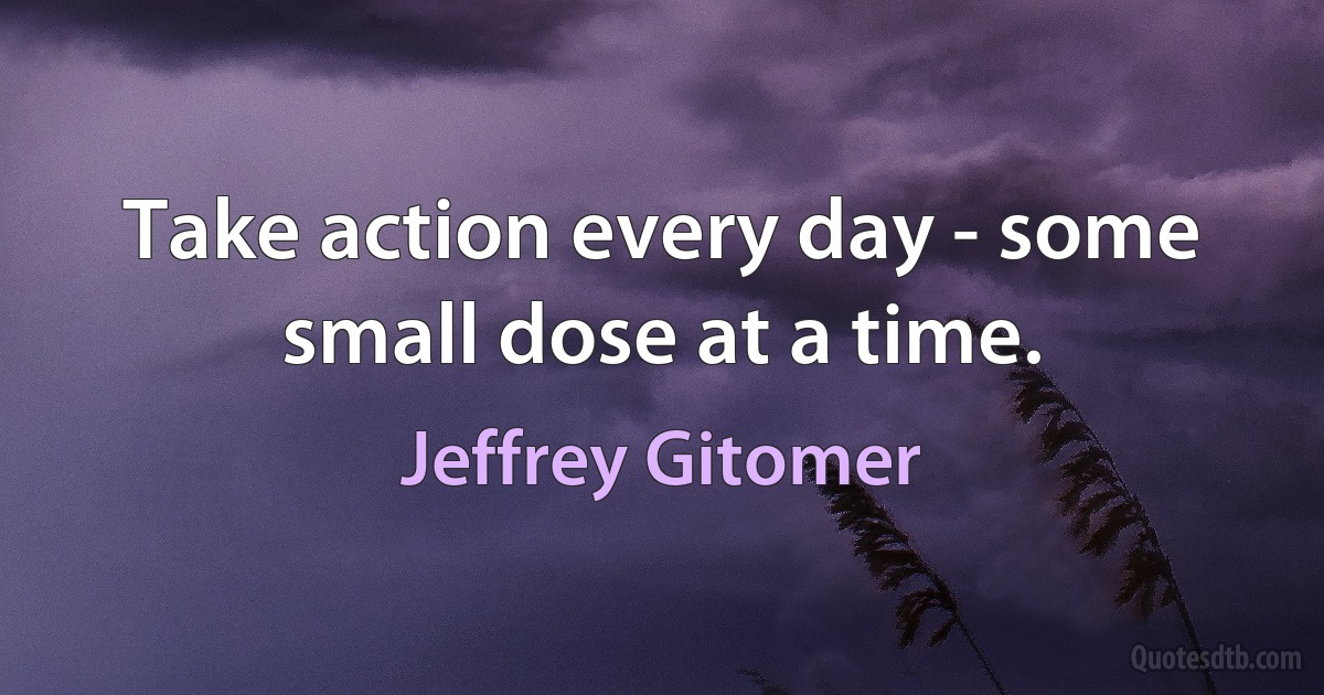 Take action every day - some small dose at a time. (Jeffrey Gitomer)