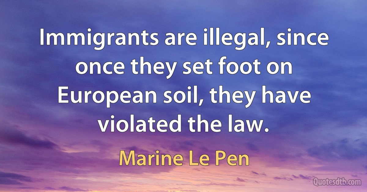 Immigrants are illegal, since once they set foot on European soil, they have violated the law. (Marine Le Pen)