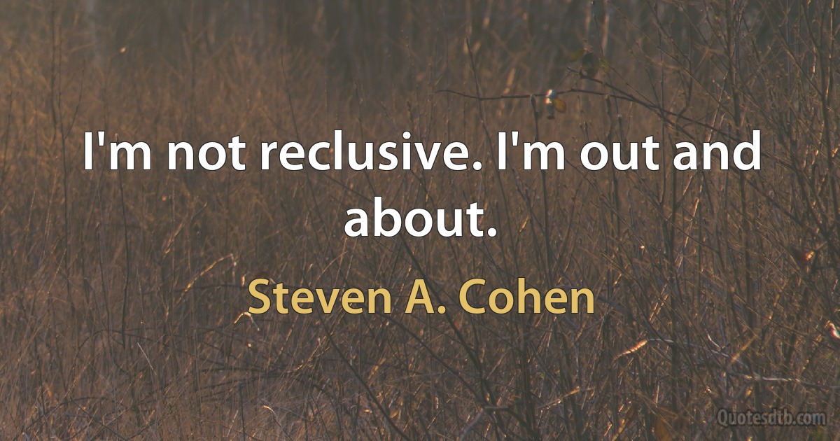 I'm not reclusive. I'm out and about. (Steven A. Cohen)