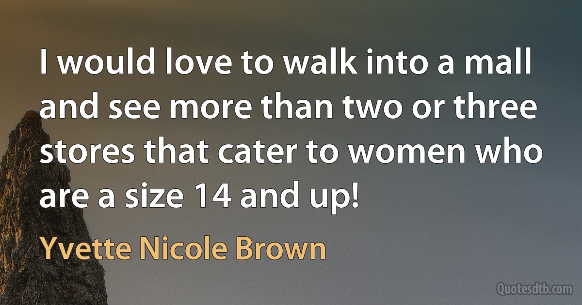 I would love to walk into a mall and see more than two or three stores that cater to women who are a size 14 and up! (Yvette Nicole Brown)