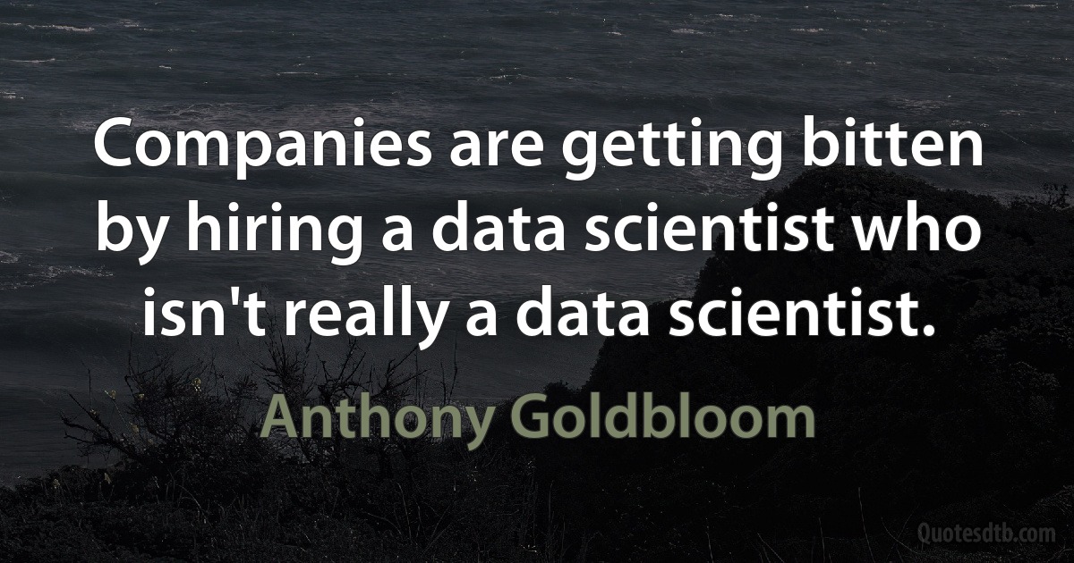 Companies are getting bitten by hiring a data scientist who isn't really a data scientist. (Anthony Goldbloom)