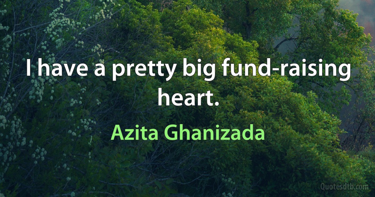 I have a pretty big fund-raising heart. (Azita Ghanizada)