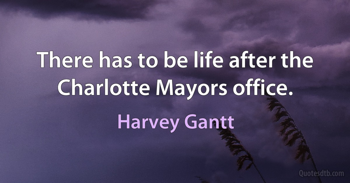 There has to be life after the Charlotte Mayors office. (Harvey Gantt)