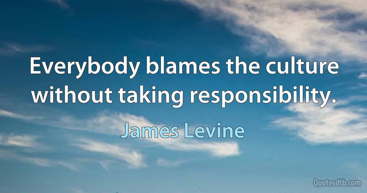 Everybody blames the culture without taking responsibility. (James Levine)