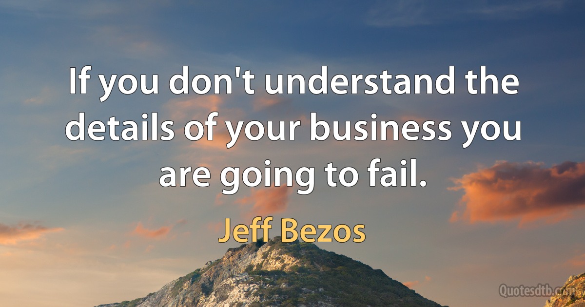 If you don't understand the details of your business you are going to fail. (Jeff Bezos)