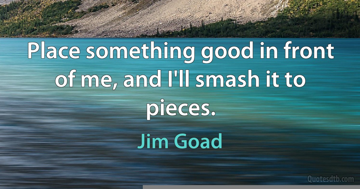 Place something good in front of me, and I'll smash it to pieces. (Jim Goad)