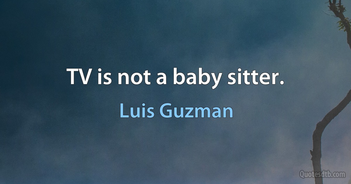 TV is not a baby sitter. (Luis Guzman)