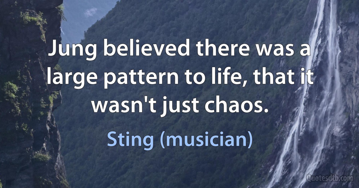 Jung believed there was a large pattern to life, that it wasn't just chaos. (Sting (musician))