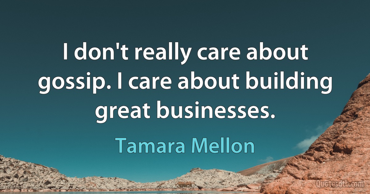 I don't really care about gossip. I care about building great businesses. (Tamara Mellon)