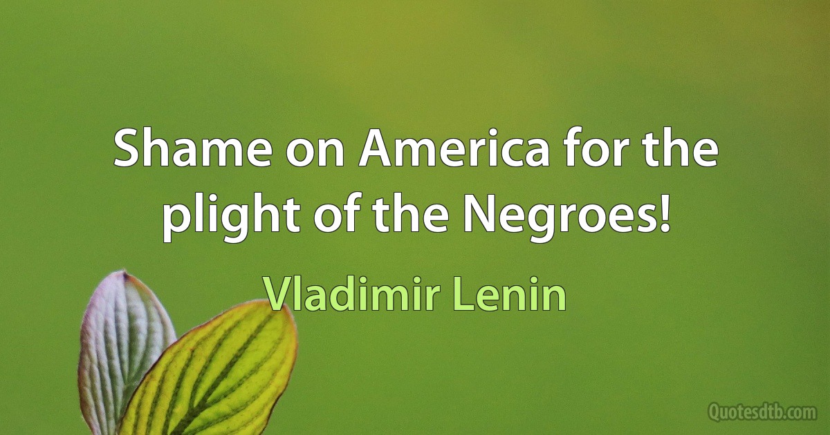 Shame on America for the plight of the Negroes! (Vladimir Lenin)