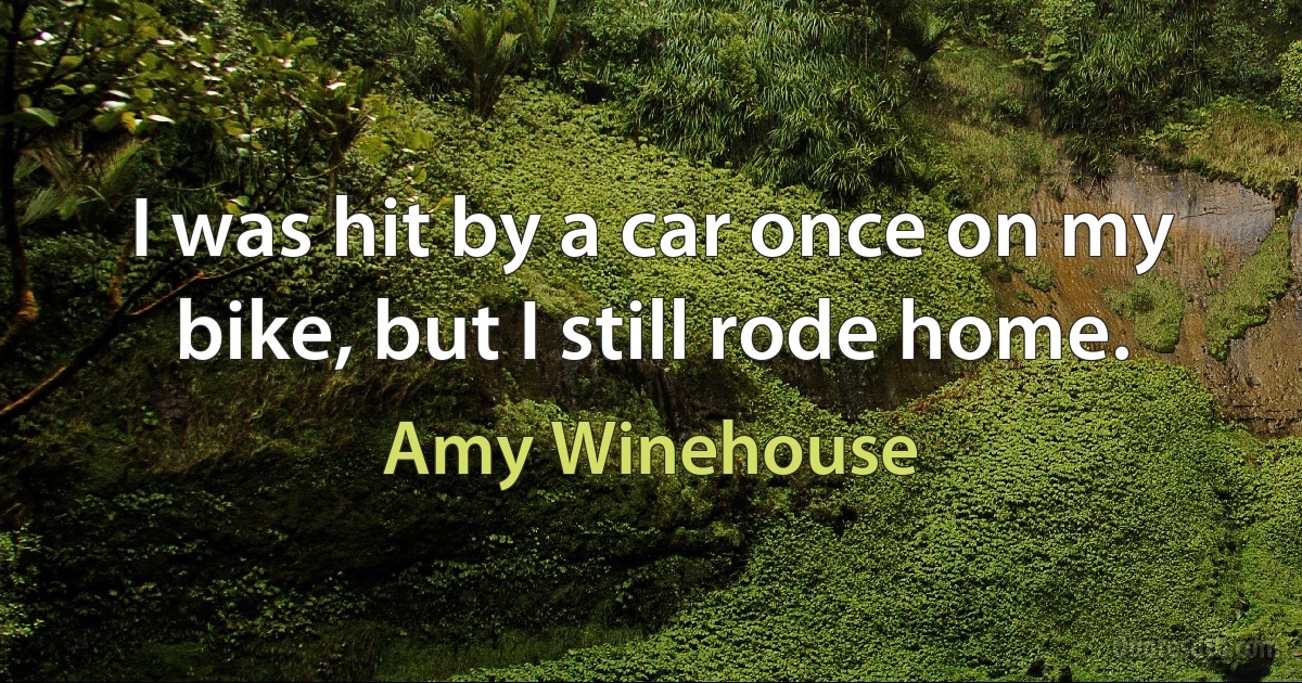 I was hit by a car once on my bike, but I still rode home. (Amy Winehouse)