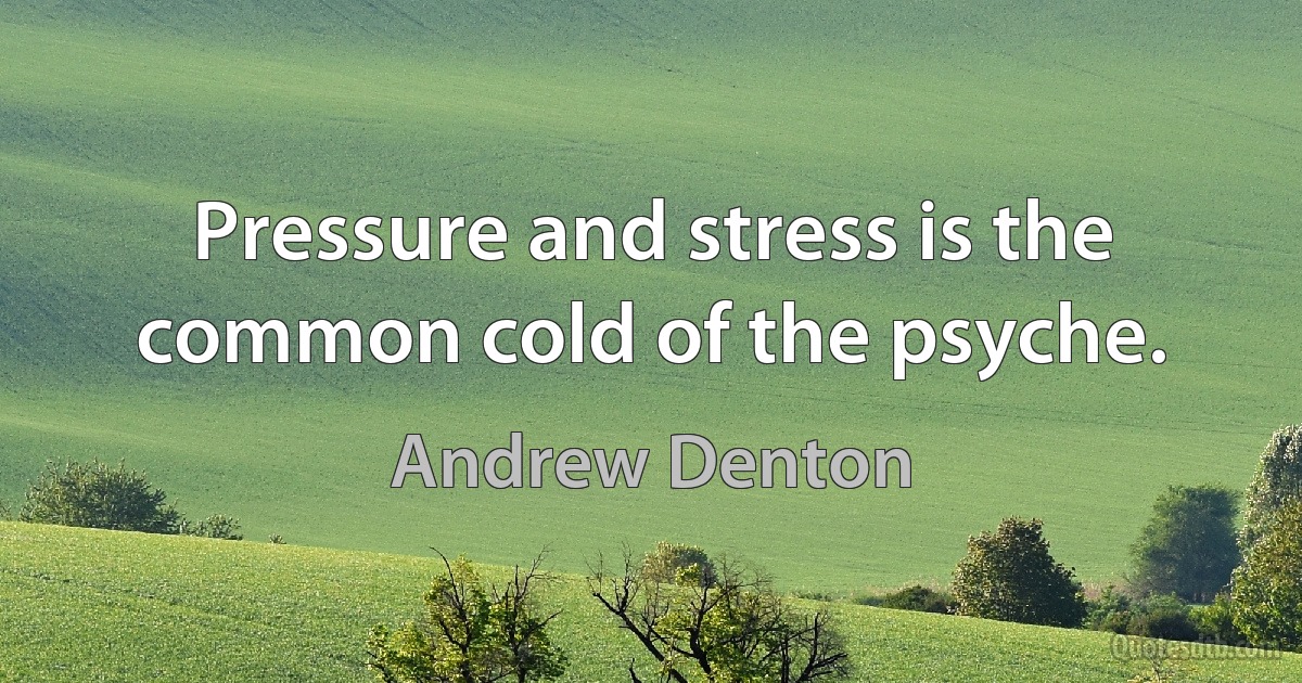 Pressure and stress is the common cold of the psyche. (Andrew Denton)