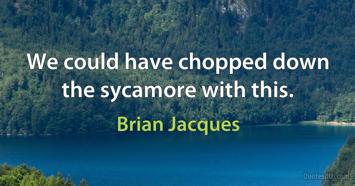 We could have chopped down the sycamore with this. (Brian Jacques)