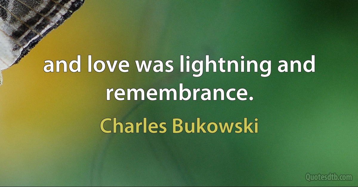 and love was lightning and remembrance. (Charles Bukowski)