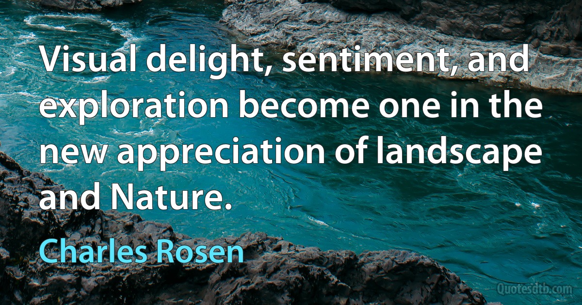 Visual delight, sentiment, and exploration become one in the new appreciation of landscape and Nature. (Charles Rosen)