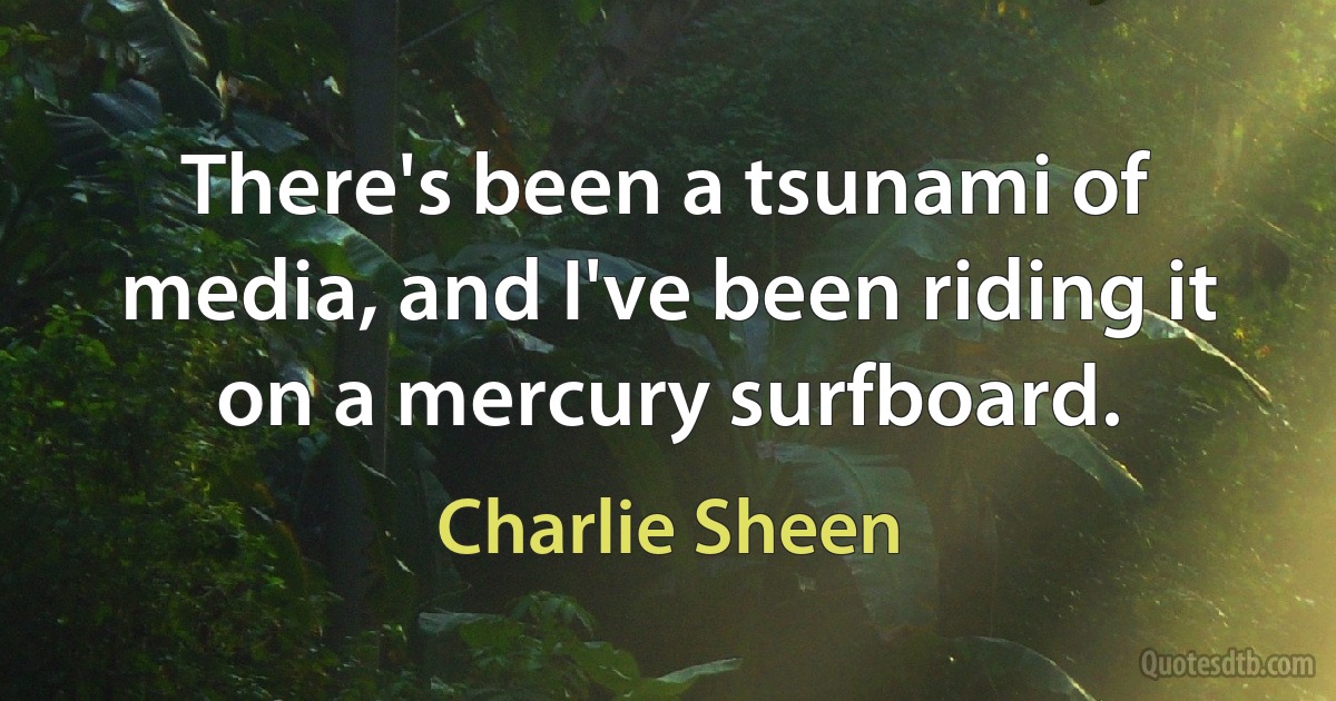 There's been a tsunami of media, and I've been riding it on a mercury surfboard. (Charlie Sheen)