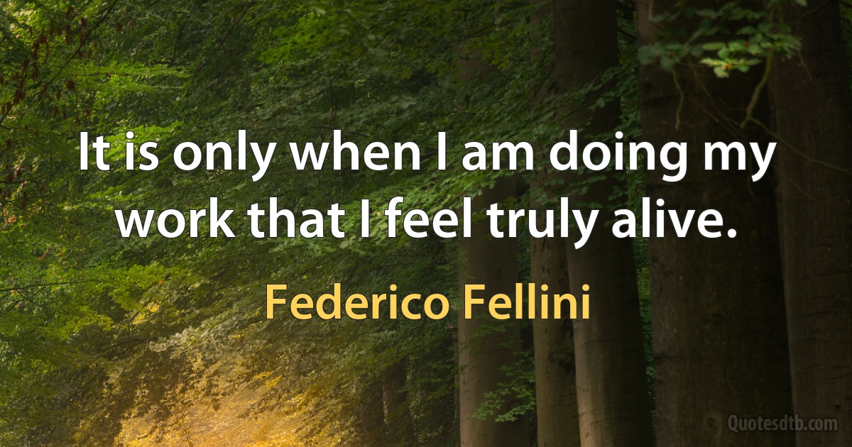 It is only when I am doing my work that I feel truly alive. (Federico Fellini)