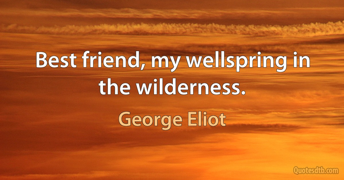 Best friend, my wellspring in the wilderness. (George Eliot)