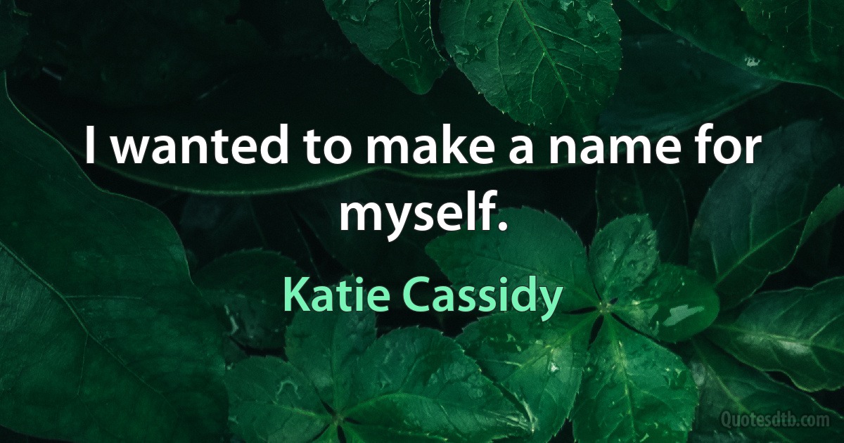 I wanted to make a name for myself. (Katie Cassidy)