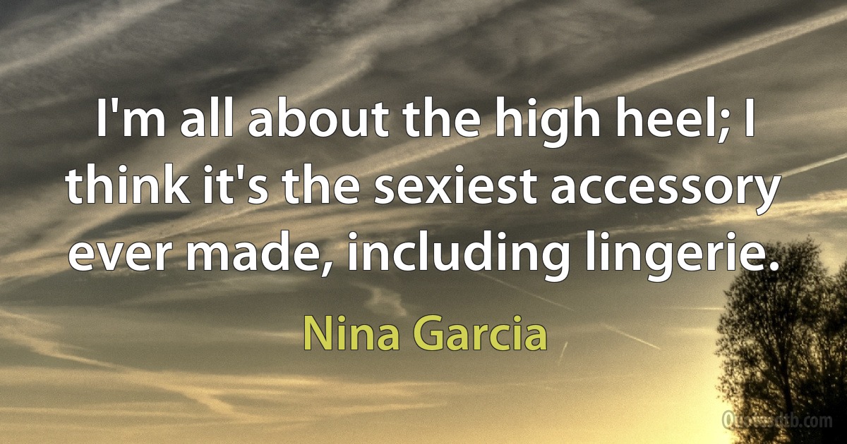 I'm all about the high heel; I think it's the sexiest accessory ever made, including lingerie. (Nina Garcia)