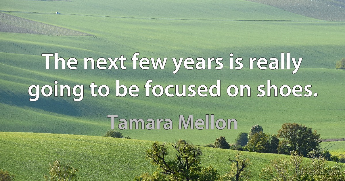 The next few years is really going to be focused on shoes. (Tamara Mellon)