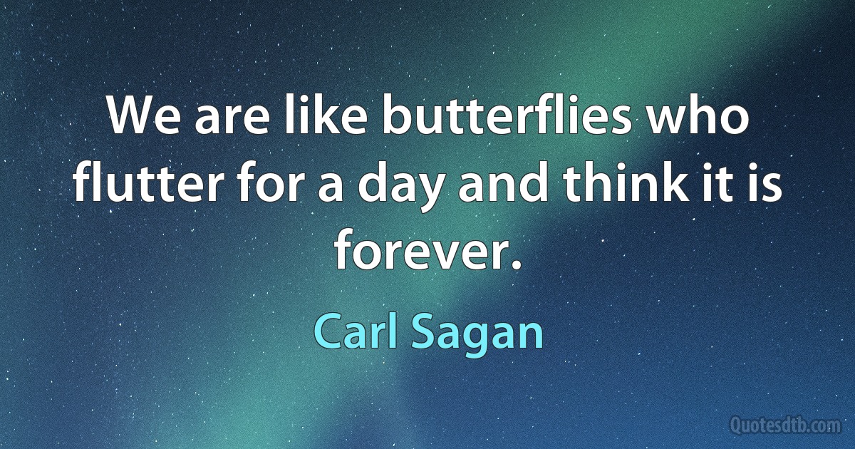 We are like butterflies who flutter for a day and think it is forever. (Carl Sagan)