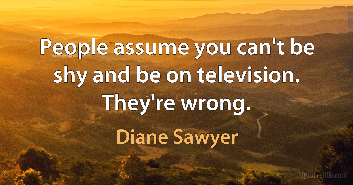 People assume you can't be shy and be on television. They're wrong. (Diane Sawyer)