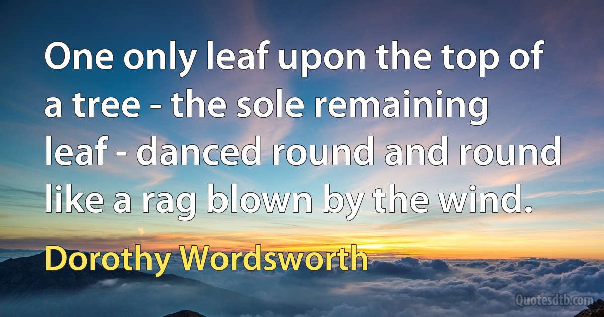 One only leaf upon the top of a tree - the sole remaining leaf - danced round and round like a rag blown by the wind. (Dorothy Wordsworth)