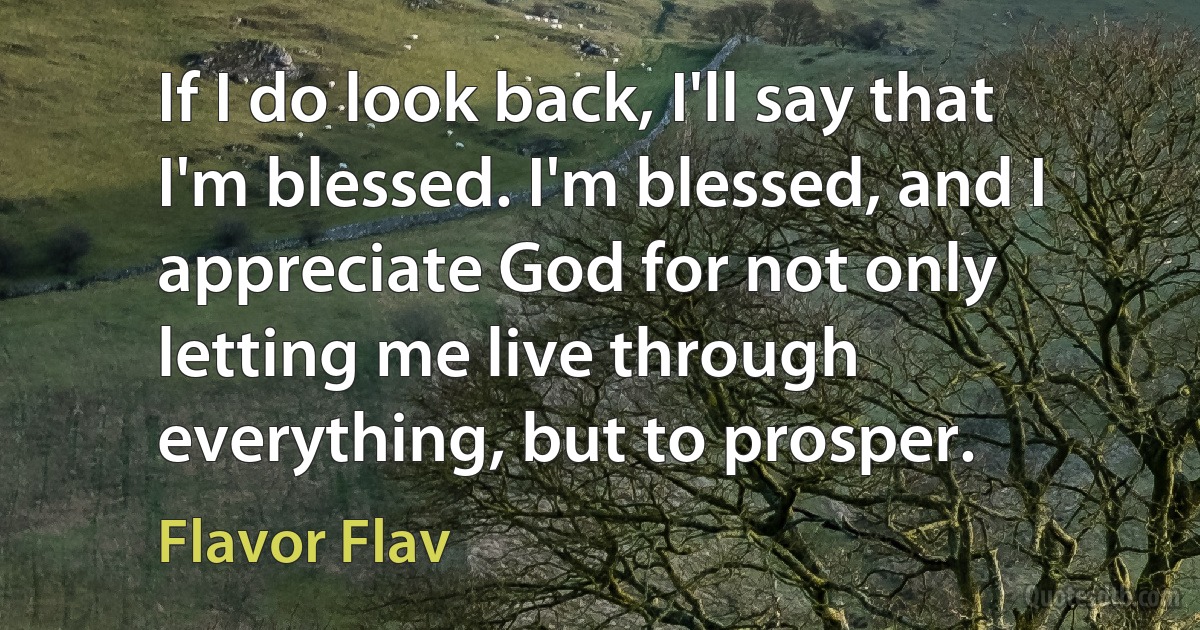 If I do look back, I'll say that I'm blessed. I'm blessed, and I appreciate God for not only letting me live through everything, but to prosper. (Flavor Flav)