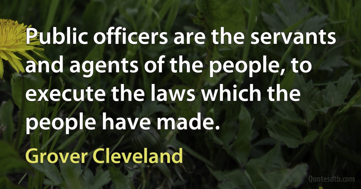 Public officers are the servants and agents of the people, to execute the laws which the people have made. (Grover Cleveland)