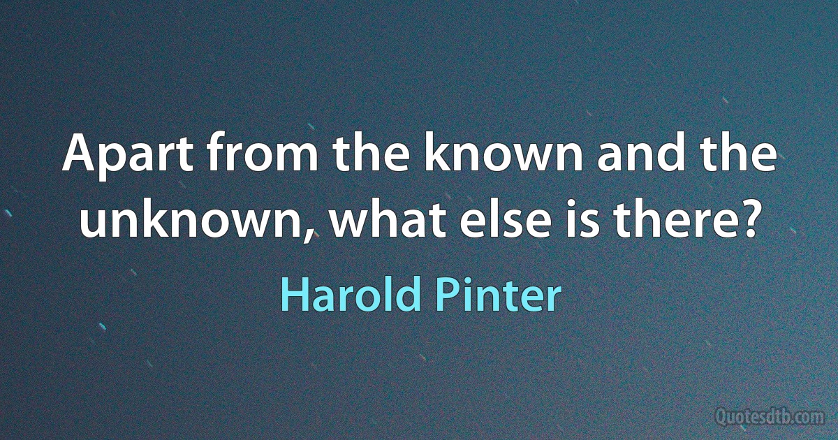 Apart from the known and the unknown, what else is there? (Harold Pinter)