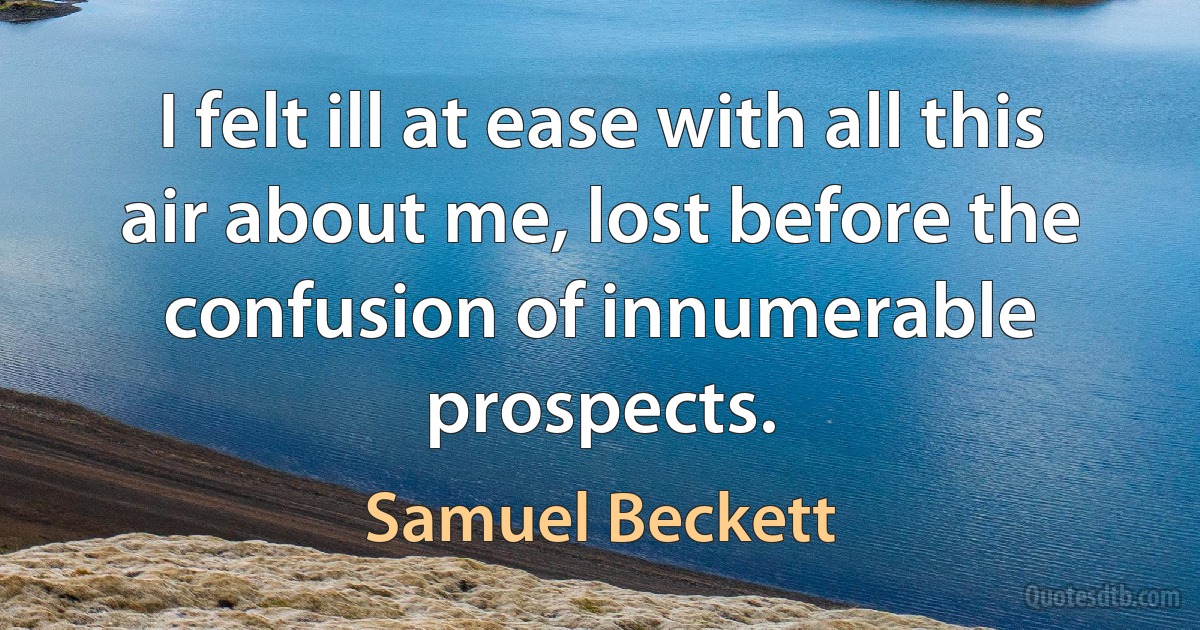 I felt ill at ease with all this air about me, lost before the confusion of innumerable prospects. (Samuel Beckett)