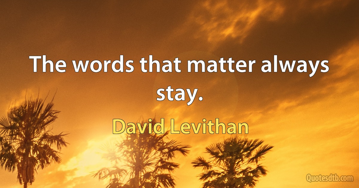 The words that matter always stay. (David Levithan)