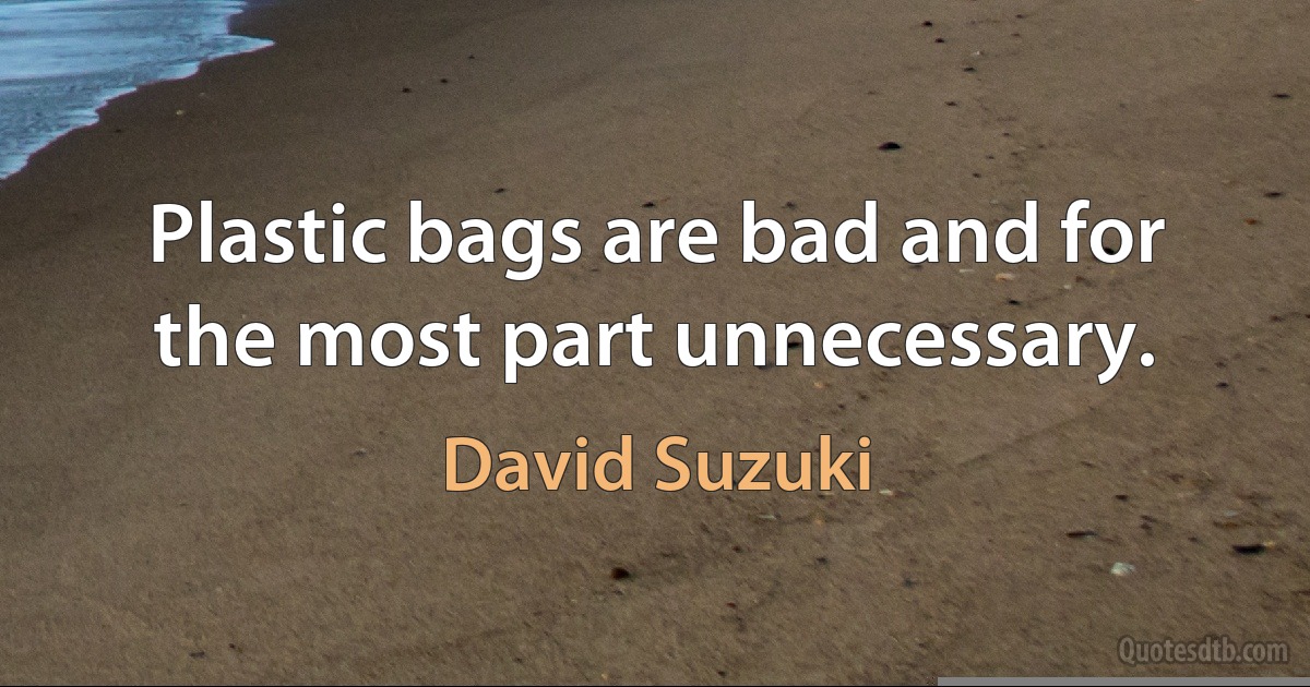 Plastic bags are bad and for the most part unnecessary. (David Suzuki)