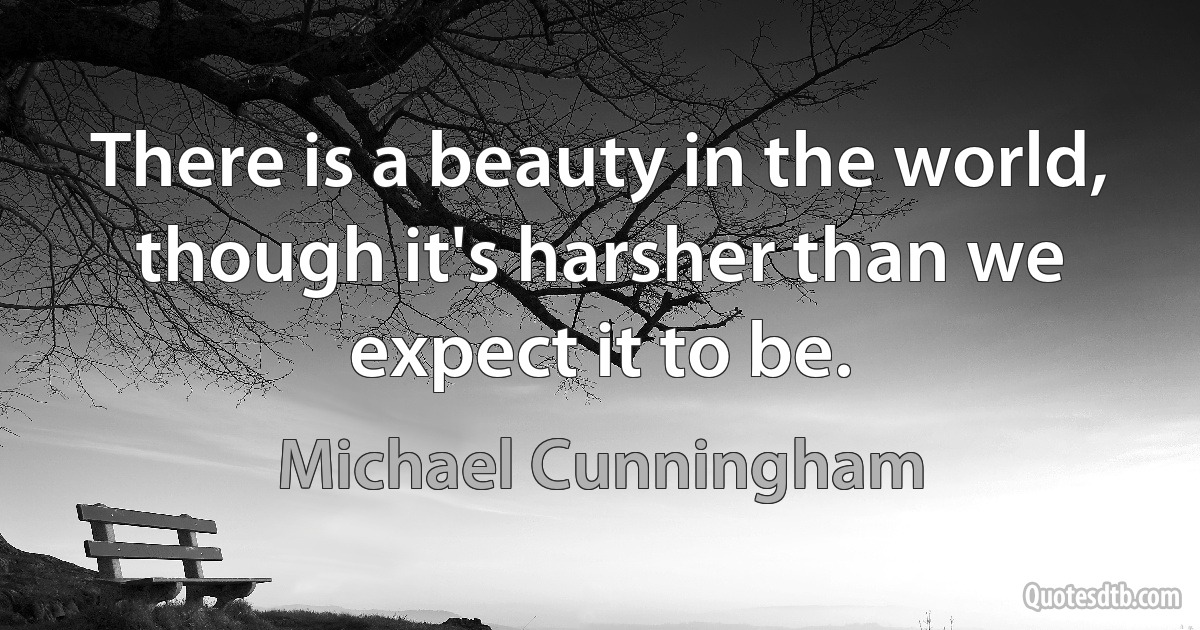 There is a beauty in the world, though it's harsher than we expect it to be. (Michael Cunningham)