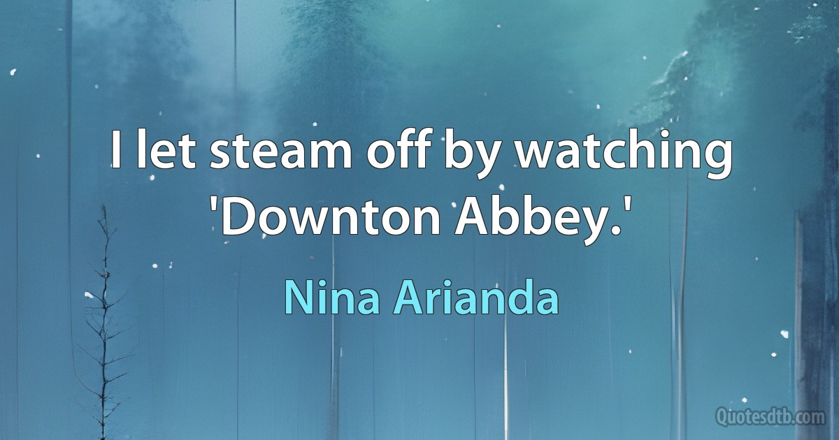 I let steam off by watching 'Downton Abbey.' (Nina Arianda)