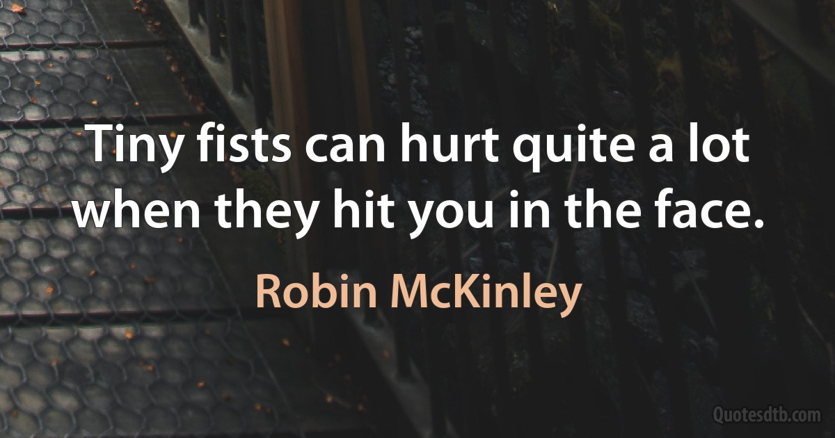 Tiny fists can hurt quite a lot when they hit you in the face. (Robin McKinley)