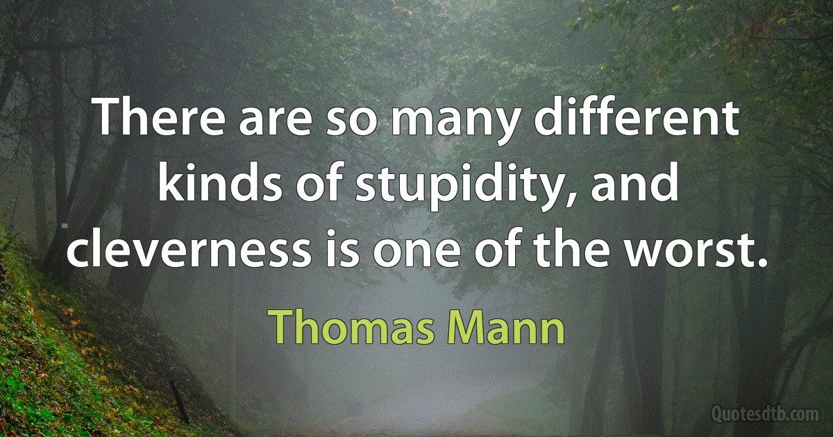 There are so many different kinds of stupidity, and cleverness is one of the worst. (Thomas Mann)