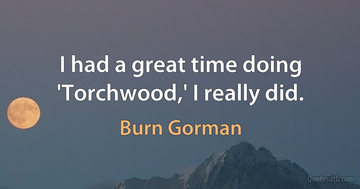 I had a great time doing 'Torchwood,' I really did. (Burn Gorman)