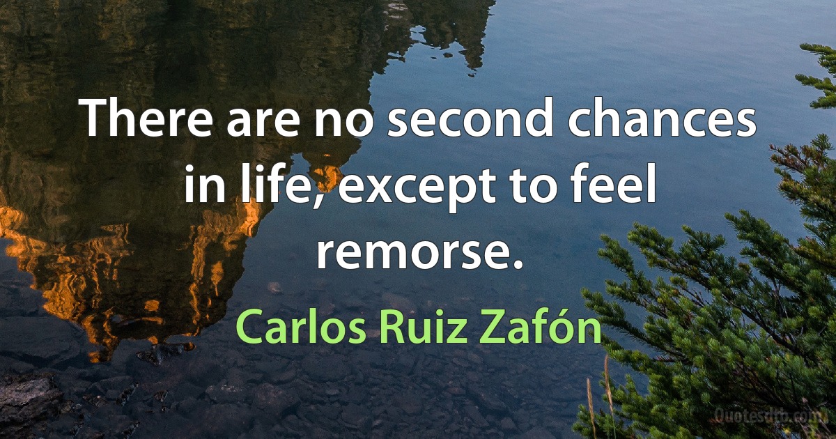 There are no second chances in life, except to feel remorse. (Carlos Ruiz Zafón)